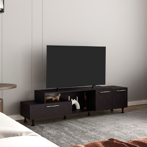 69.3" FSC Certified Engineered Wood TV Stand for TVs up to 70" with 3 Doors, 1 Shelf, and 6 Legs for Living Room - 1 of 4
