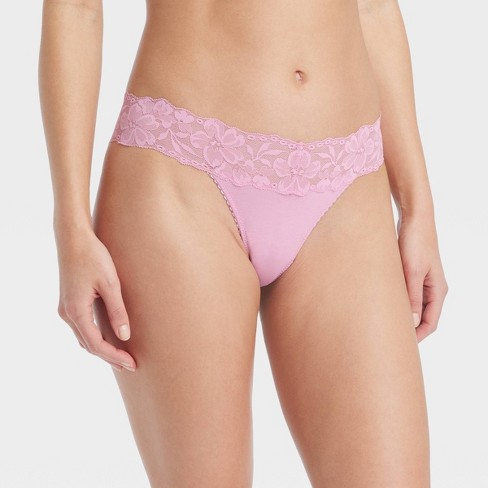Women's Cotton Comfort Thong - Auden™ Rose Pink M : Target