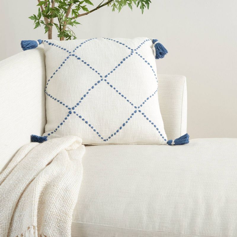 20"x20" Oversize Life Styles Braided Lattice Square Throw Pillow with Tassels - Mina Victory, 6 of 8