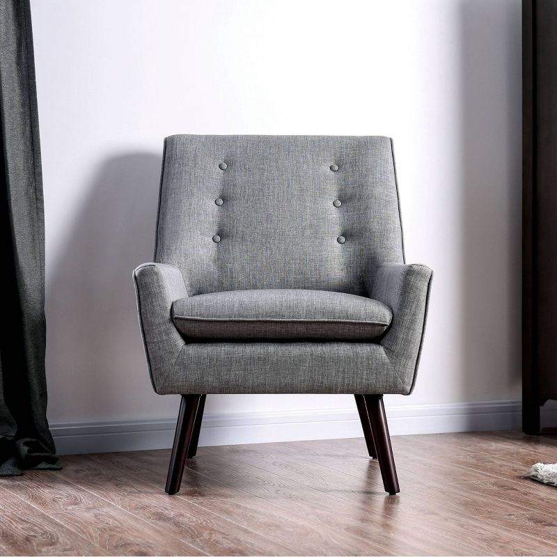 Center Button Tufted Accent Chair Gray - HOMES: Inside + Out, 3 of 5