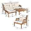 Christopher Knight Home Adela 4 Piece Outdoor Rattan and Acacia Wood Upholstered Seating Set, Brown/Cream - 3 of 4