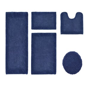Edge Bath Rug 100% Premium Cotton Ultra-Soft Water Absorbent Tufted Solid Reversible 5 Piece Bathroom Rug Set for Machine Washable Bathmat - 1 of 4