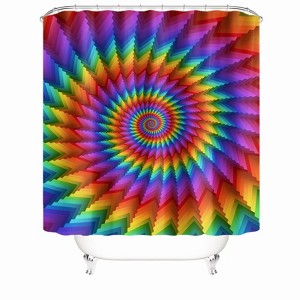 Rainbow Circle Shower Curtains for Bathroom Waterproof Fabric Bath Curtain Durable Soft Stylish Bathroom Decor 72x72 Inch - 1 of 1