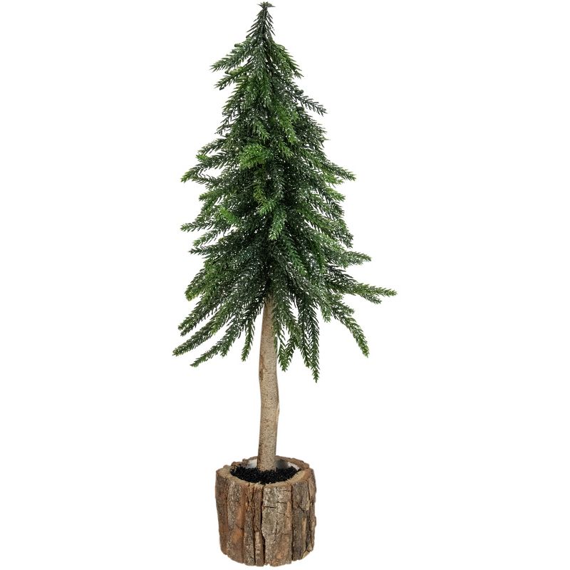 Northlight 14.75in Downswept Glittered Artificial Mini Christmas Tree Wood Base - Unlit, 1 of 4