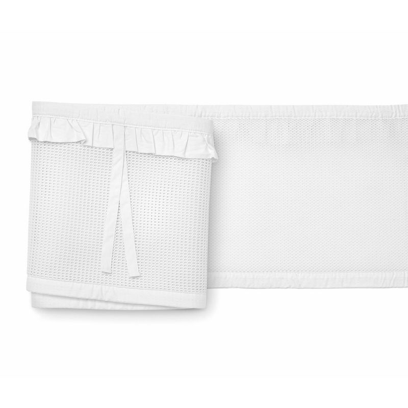 BreathableBaby Breathable Mesh Crib Liner - Deluxe Ruffle Collection - White, 3 of 6