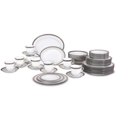 Noritake Crestwood Platinum 50-Piece Set, Service for 8 plus Serving Pieces