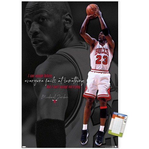 Michael Jordan - Black and White Wall Poster, 14.725 x 22.375