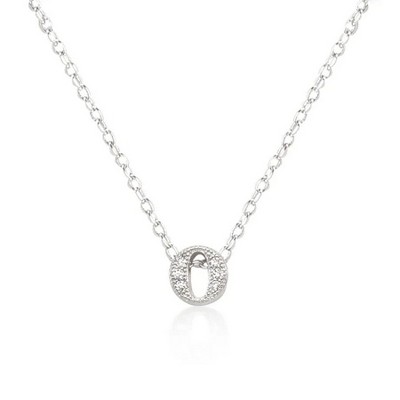 ShineHigh Micro-Pavé Initial Pendant Necklaces – Rhodium-Plated Cubic Zirconia Letter Charms on 16" Chains with Extenders