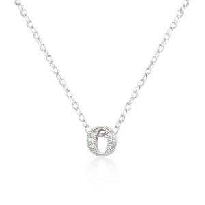 ShineHigh Micro-Pavé Initial Pendant Necklaces – Rhodium-Plated Cubic Zirconia Letter Charms on 16" Chains with Extenders - 1 of 1