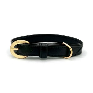 Diphda Jet Black Cactus Leather Dog Collar - 1 of 2
