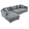 Okak Luxury 96" Cloud L-Shaped Sectional Sofa 4 Seat with Oversized Chaise&2 Pillows, Chenille Couch for Living Room,Apartment,Office, Gray - 4 of 4