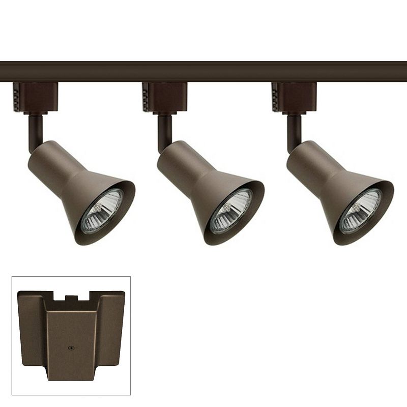 Juno Trac-Lite 3-Light Flared Bronze Floating Canopy Track Kit, 1 of 3