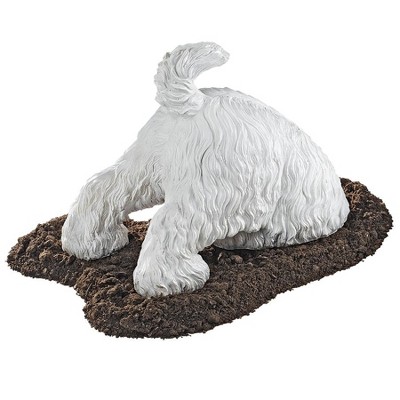 White Resin Highland Terrier Digging Dog Statue