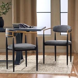NicBex Set of 2 Modern Fabric Dining Chairs with Curved Backrest, Upholstered Metal Frame Side Chairs for Kitchen, Dining Room - 1 of 4