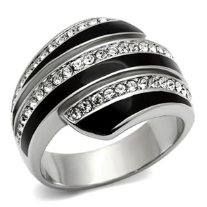 Slickblue Polished Black Stainless Steel Pave Ring with Clear Synthetic Crystal for Women, Epoxy Finish, Size 5-10 - 1 of 4