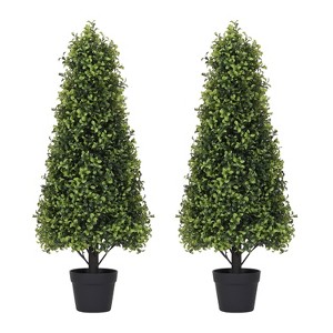 poetree 2.5/3/4 ft Artificial Topiary Boxwood Tree, Faux Shrub in Pot for Indoor/Outdoor,Home Decor - 1 of 4