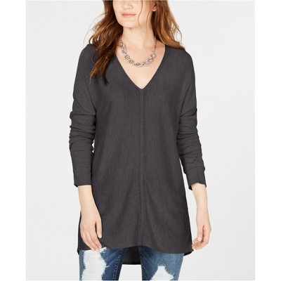 I.N.C International Concepts Womens V-Neck Sweater Tunic Blouse, Grey, Medium