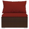vidaXL Outdoor Patio Middle Sofa with Poly Rattan, Powder-Coated Steel, and Polyester Cushions, Brown and Cinnamon Red, Versatile Seating Solution - 4 of 4