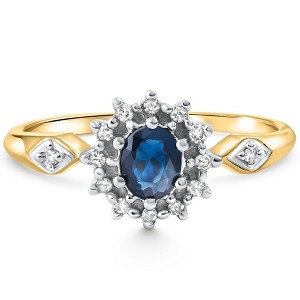 Pompeii3 Women's Sapphire and Diamond Floral Designed Ring in Solid Gold - 1 of 3