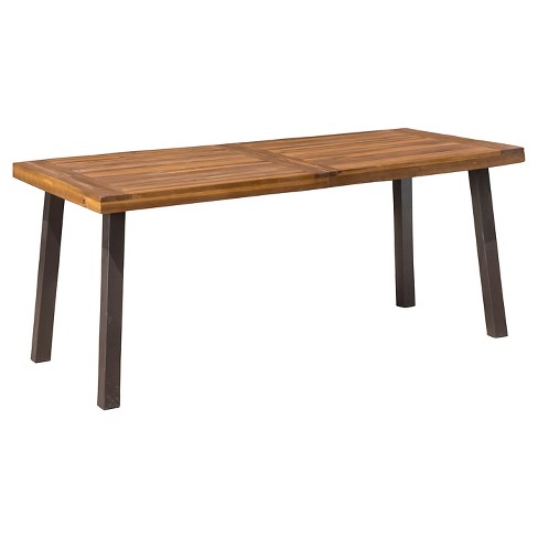 Della Rectangle Acacia Wood Dining Table – Teak Finish – Christopher Knight Home For Sale