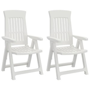 vidaXL Reclining Garden Chairs 2 Pack PP White - 1 of 4