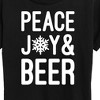 Women's - Instant Message - Christmas Peace Joy And Beer Short Sleeve Graphic T-Shirt - 2 of 4
