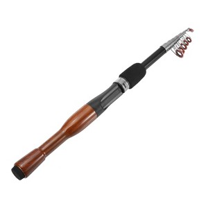 Unique Bargains Telescopic Portable Collapsible Travel Fishing Rod Black & Wood Color 1 Pc - 1 of 3