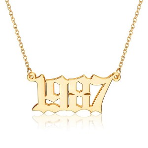 Turandoss Birth Year Pendant Necklace for Women, Old English Birth Year Number Gold Necklace, Birthday Gifts for Women, Christmas Gifts, 18+2In - 1 of 4