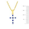 Classic Gold 14K Yellow Gold, 0.07ct Sapphire & 0.05ct Diamond 18" Cross Pendant Necklace  - (11 Stones) - Blue - 2 of 3