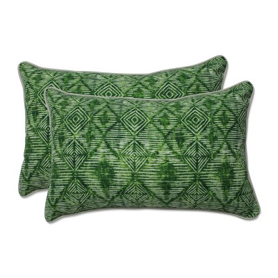 2pc Outdoor/Indoor Rectangular Throw Pillow Set Nesco Palm Green - Pillow Perfect