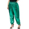 Women's Plus Size Metallic Shiny High Waist Stretchy Disco Holographic Jogger Pants with Pockets - Agnes Orinda - 2 of 4
