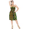 LA LEELA Women's House Daily Routine Evening Wear Boho Smocked Mini Flowy Dress Tube Top Casual Backless Dresses for Women One Size Black, Floral - 3 of 3