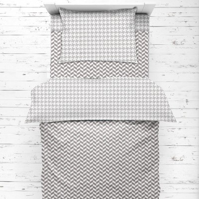 Gray Cotton Reversible Toddler Bedding Set, 4 Pieces