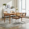 APRILSOUL31.90"Mid Century Modern Dining Chairs Set of 2, Linen Accent Chairs with Natural Cane Back - 2 of 4