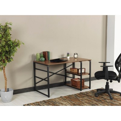 NicBex Home Office Desk 47" W Modern Writing Desk with 2-Tier Open Storage Shelf, Wooden Desktop and Metal Legs for Office, Study, Living Room