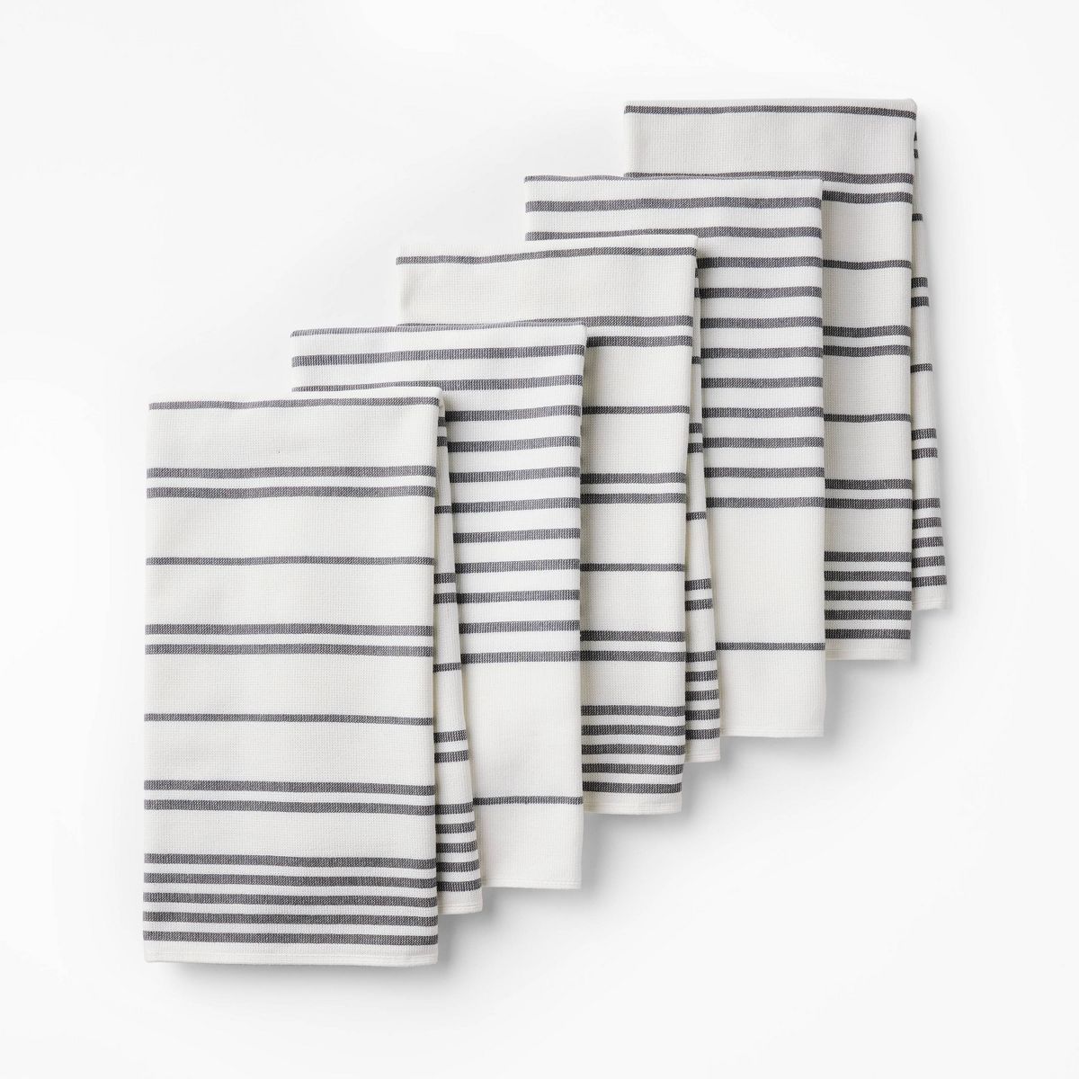 5pc Kitchen Towels Gray - Figmint™: Cotton Terry, Stripe Pattern, Machine Washable, OEKO-TEX Certified, 28"x18"