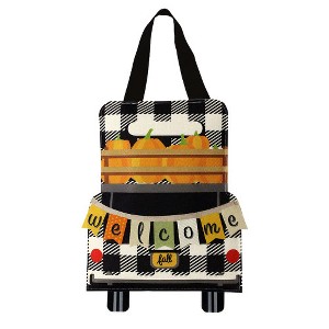 Briarwood Lane Door Hanger 18x12 Black Checkered Truck Burlap Fall For Fall Door Hanger - 1 of 2