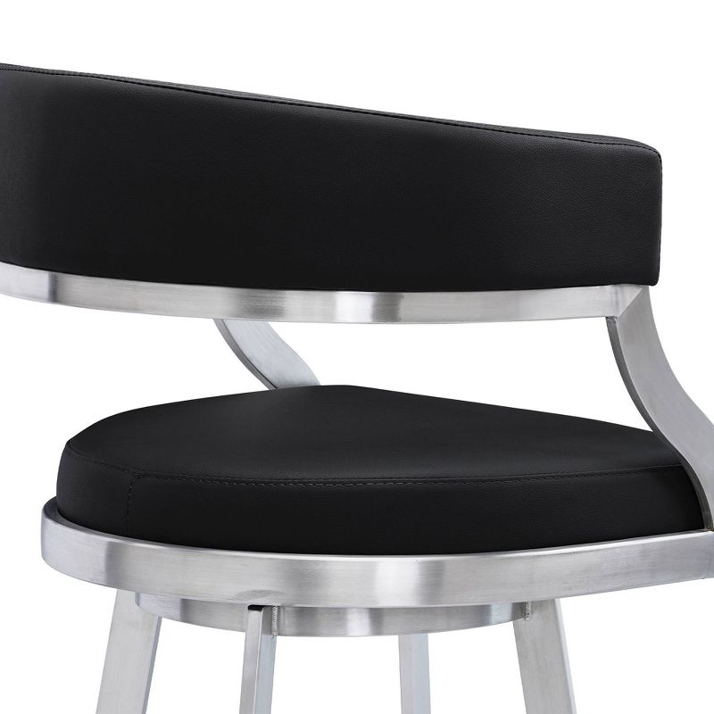 26&#34; Saturn Faux Leather Stainless Steel Counter Height Barstool Black - Armen Living, 6 of 12
