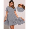 Allegra K Women's Puff Short Sleeve Crew Neck High Waist Casual Tiered Dresses - 2 of 4