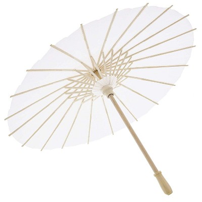 6 Pack White Paper Parasol Japanese Chinese Umbrella for Kids DIY Crafts Cocktail Party Decoration, Sun Parasols Photo Prop, 15.7 inches
