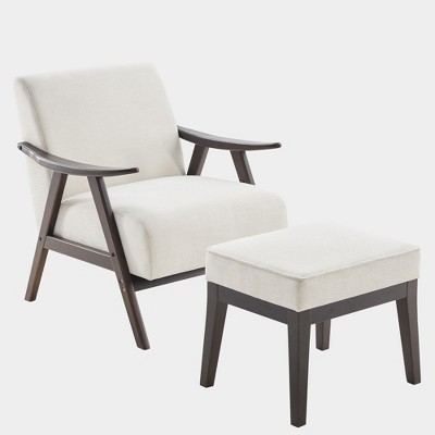 NicBex Linen Accent Chair,Upholstered Living Room Chairs with Mid-Height Backrest and Ottoman,Mid-Century Armchair,Accent Chairs for Living Room