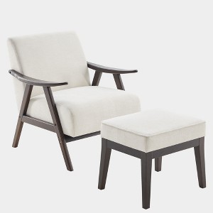 NicBex Linen Accent Chair,Upholstered Living Room Chairs with Mid-Height Backrest and Ottoman,Mid-Century Armchair,Accent Chairs for Living Room - 1 of 4