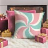Merry Christmas Peppermint Candy Decorative Throw Pillow Cover 18 x 18 Set of 4, Pink Xmas Tree Porch Patio Outdoor Pillowcase - 3 of 4