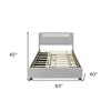 HomeRoots Light Gray Tufted Boucle Lighted Full Bed Frame With Trundle And USB And Drawers - 3 of 4