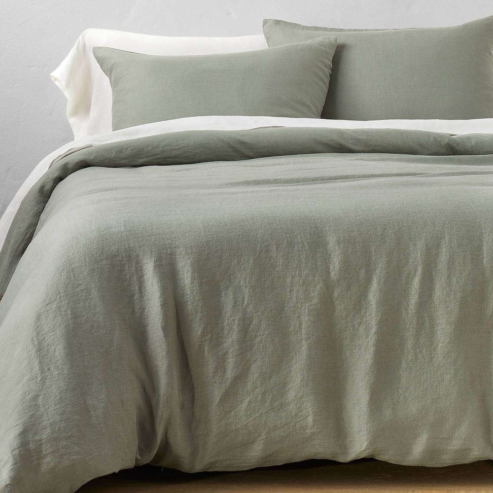 Photos - Bed Linen King Hemp Duvet & Sham Set Sage Green - Casaluna™