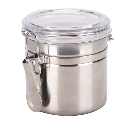 Unique Bargains Kitchen Counter Stainless Steel Airtight Canister with Clear Lid Locking Clamp 1 Pc 33oz