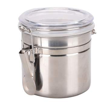 Unique Bargains Kitchen Counter Stainless Steel Airtight Canister with Clear Lid Locking Clamp 1 Pc