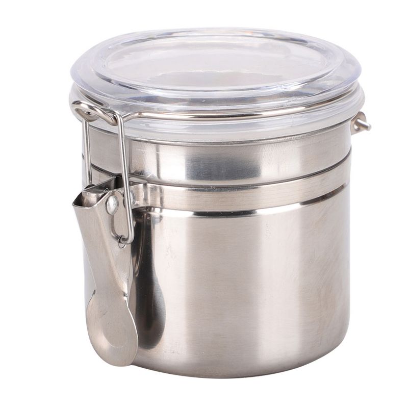 Unique Bargains Kitchen Counter Stainless Steel Airtight Canister with Clear Lid Locking Clamp 1 Pc, 1 of 5