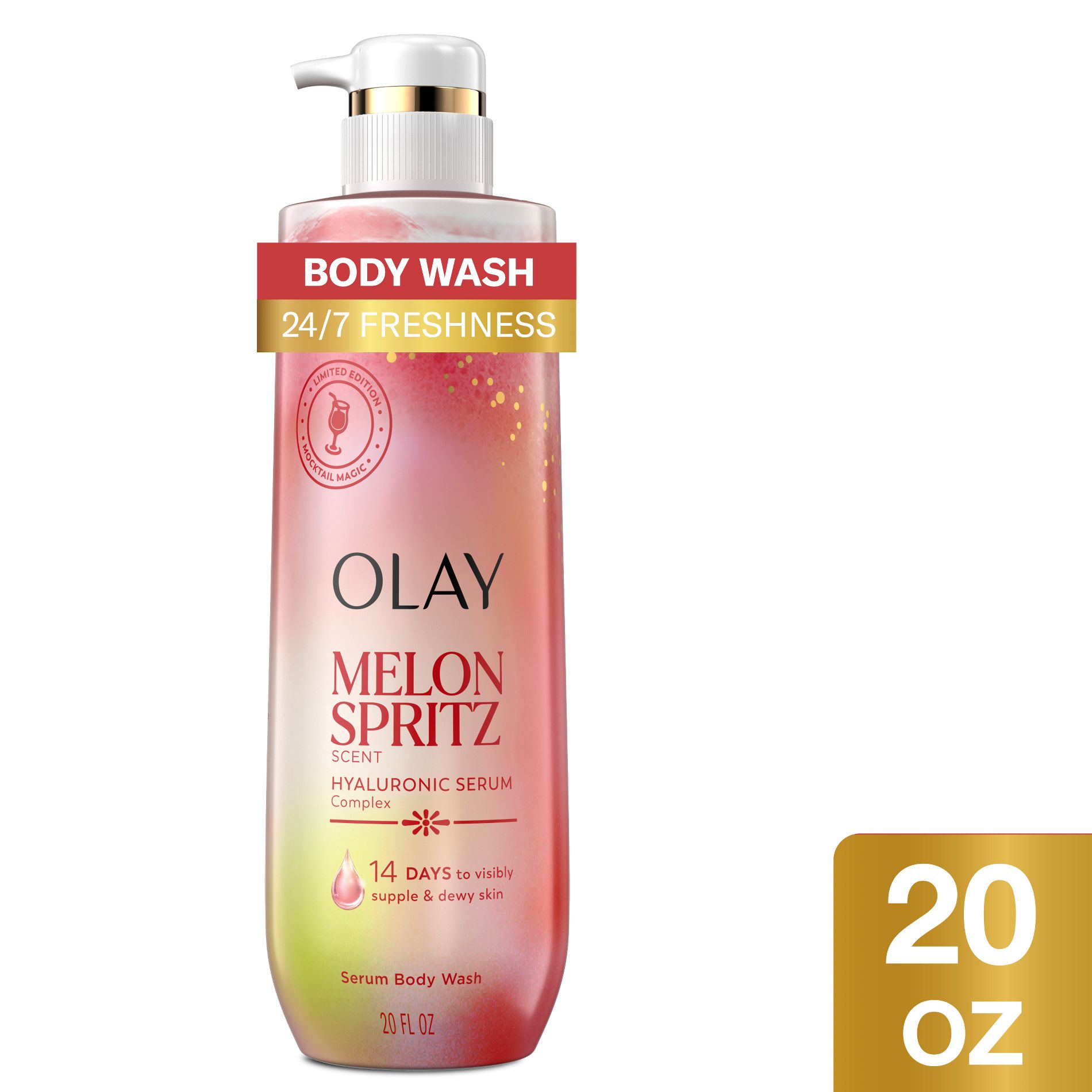 Olay Melon Spritz Hyaluronic Serum Body Wash - 20 fl oz: Paraben-Free, Silicone-Free, Hydrating, All Skin Types