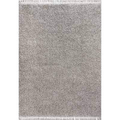 Gray Rectangular Reversible Shag Area Rug with Tassels